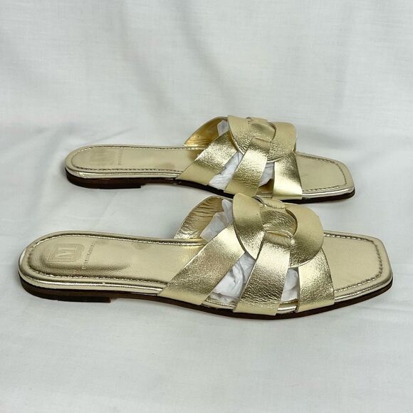 Bruno Magli Gold Leather Slide Sandal Alessia Sz 41.5 New - Picture 4 of 10